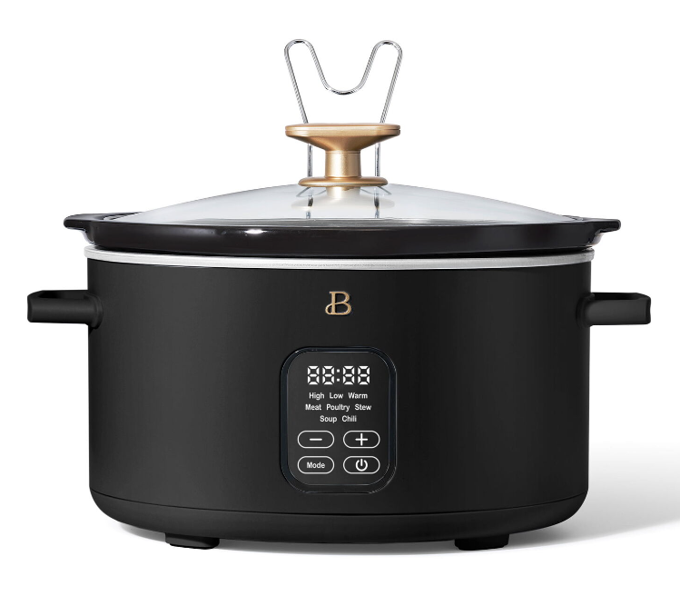 Beautiful 6 Quart Programmable Slow Cooker, Black, Sesame By Drew Barrymore,