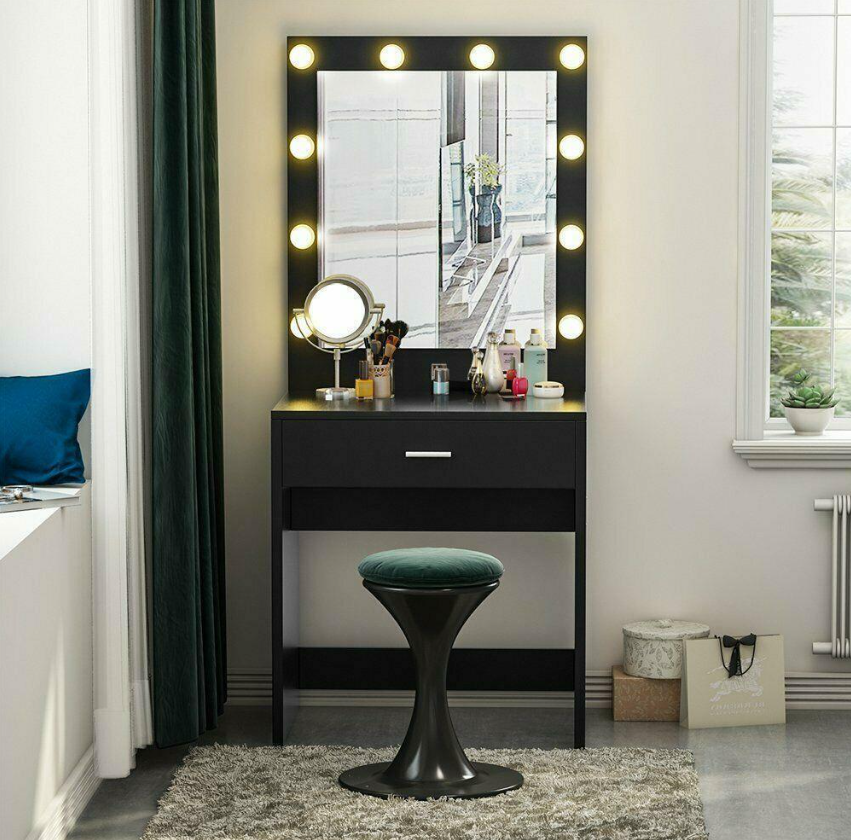 Vanity Set with LED Lighted Mirror Makeup Dressing Table Dresser Desk Table