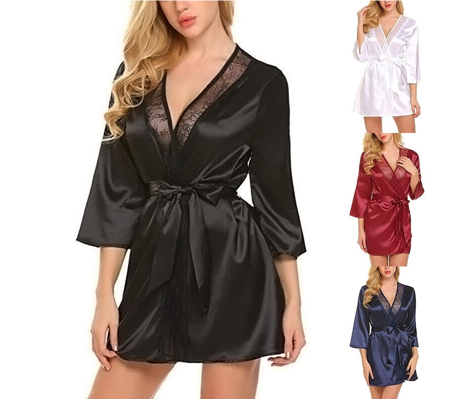 Bride Bridesmaid Satin Silk Sleepwear Wedding Bathrobe Kimono Robe Dressing Gown