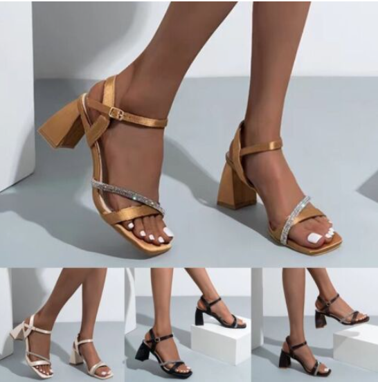 Womens Casual Dress Sandals Ankle Strap Block Heel Peep Toe Summer Shoes Party